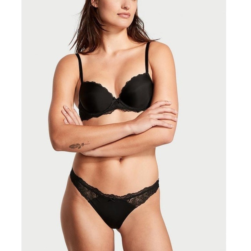 Victoria's‎ Secret Sexy Illusions Lace-Trim Cheekie Panty Black Size XXL NEW